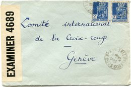 ALGERIE LETTRE CENSUREE DEPART SOUK-AHRAS 12-3-43  ADRESSEE AU COMITE INTERNATIONAL DE LA CROIX-ROUGE A GENEVE (SUISSE) - Covers & Documents