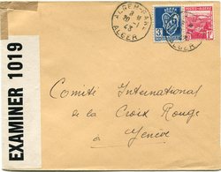 ALGERIE LETTRE CENSUREE DEPART ALGER-GARE 20-1-43  ADRESSEE AU COMITE INTERNATIONAL DE LA CROIX-ROUGE A GENEVE (SUISSE) - Covers & Documents