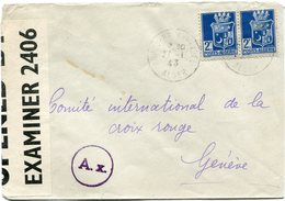 ALGERIE LETTRE CENSUREE DEPART ALGER 27-1-43 ADRESSEE AU COMITE INTERNATIONAL DE LA CROIX-ROUGE A GENEVE (SUISSE) - Covers & Documents