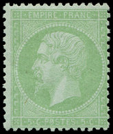 * EMPIRE LAURE - 35    5c. Vert Pâle Sur Bleu, Grande Fraîcheur, TTB, Certif. Calves - 1863-1870 Napoléon III Con Laureles