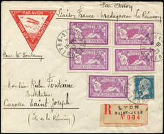 Let Collection Au Type Merson - N°240 (5) Et 181 Obl. LYON-SATOLAS 15/10/29 S. Env. Rec. Par Avion, Arr. ST DENIS-REUNIO - 1900-27 Merson