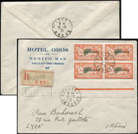 Let Collection Au Type Merson - ANDORRE 19 : 2f. Orange Et Vert, BLOC De 4 Bdf, Obl. ANDORRA 12/9/31 S. Env. Rec. Exprès - 1900-27 Merson