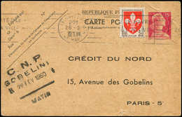 Let ENTIERS POSTAUX - Muller, 15f. Rose, CP TSC N°B4 Affr. 5f. Lille Obl. Càd LE HAVRE 26/2/60, TB - Altri & Non Classificati