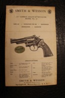 Manuel écrit Anglais - Revolver Smith & Wasson Springfield, Massachusett. A Bangor Punta Company - Usa