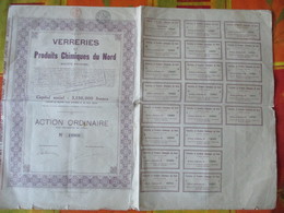 VERRERIES ET PRODUITS CHIMIQUES DU NORD BRUXELLES ACTION ORDINAIRE SANS DESIGNATION DE VALEUR N°18960 STATUTS CACHETS FI - Non Classificati