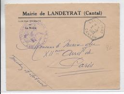 1962 - CANTAL - ENVELOPPE En FRANCHISE De La MAIRIE De LANDEYRAT Avec CACHET HEXAGONAL - Frankobriefe