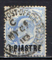 GRAN BRETAGNA - UFFICIO LEVANTE - 1906 - OVERPRINTED 1 PIASTRE - USATO - Levante Britannico