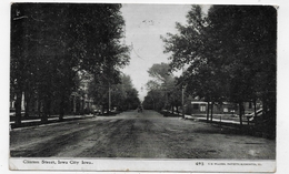 (RECTO / VERSO) IOWA CITY EN 1910 - CLINTON STREET - N° 493 - BEAU CACHET ET TIMBRE - CPA VOYAGEE - Iowa City
