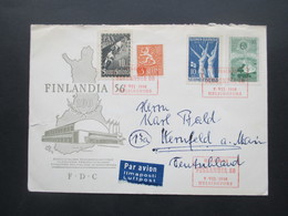 Finnland 1947 / Verwendet 1956 Umschlag Finlandia 56 Und Roter SST Ra 4 Helsinki Finlandia 56 Als Luftpost Nach Deutschl - Brieven En Documenten