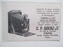 Théme Appareil Photo & Camera - Modèle  Carl Paul Goerz  & Cie - Ancienne Coupure De Presse 1909 - Proiettori Cinematografiche