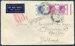 1947 Hong Kong $1.30 Rate Airmail Cover - Holland. Boxed "BY AIR TO LONDON ONLY" - Lettres & Documents