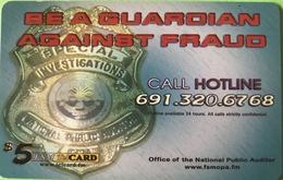 MICRONESIE  -  Prepaid  -  " Be Guardian Against Fraud "  -  $5 - Micronesia