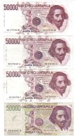 50000 Lire Bernini I° Tipo Serie A + B + D + II° Tipo Serie A Lotto.3128 - 50000 Liras