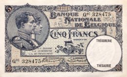 Belgium 5 Francs, P-97b (5.2.1927) - AU - 5 Francs