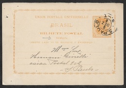 1880 BRAZIL - BRASIL -  Reply Postal Card Resposta H&G #6 1880 - USED - RARE - Briefe U. Dokumente