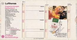 1970 Lufthansa Flugverbindungen Flight Connections ,Timetable Atika Cigarette Advertising - Werbung