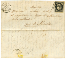 1849 20c (n°3) Obl. Grille + T.15 MARCHAUX Sur Lettre Avec Texte Pour COURT-ST MAURICE. Verso, Cursive 24 COURT ST MAURI - Other & Unclassified