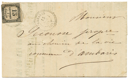 "AMBARES" : 1866 15c TAXE (pd) Obl. T.22 AMBARES Sur Lettre De GARE. RARE. TB. - Other & Unclassified