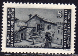 ISTRIA E LITORALE SLOVENO 1945 LIRE 5 TIRATURA DI LUBIANA MNH - Yugoslavian Occ.: Slovenian Shore