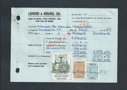 DOCUMENT COMMERCIAL 1989 DE CARNEIRO & MIRANDA GIAO VILA DO CONDE SUR TIMBRES FISCAUX DU PORTUGAL : - Cartas & Documentos