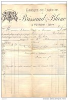 Facture De 1884 Brissaud & Blanc Voiron (Isère) Fabrique De Liqueurs - Fatture