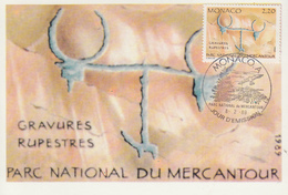 Carte Maximum  1er   Jour    MONACO    Parc  Du  Mercantour   Gravures  Rupestres    1989 - Prehistorie