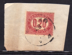 ITALIA REGNO ITALY KINGDOM 1875 SERVIZIO SERVICE CIFRA NUMERAL CENT. 20c 0,20 USATO USED OBLITERE' - Service