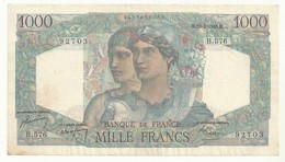 BILLET 1000 Franc F.41-27 MINERVE ET HERCULE M.30-6-1949.M  AVEC TROUS EPINGLE  BEL ASPECT CRAQUANT. - 1 000 F 1945-1950 ''Minerve Et Hercule''