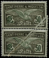 ** N°89 50c Gris-olive Et Vert-gris, Paire Avec Pli Accordéon , RARE - TB - Sonstige & Ohne Zuordnung