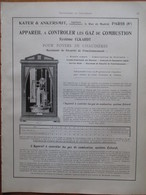CONTROLEUR Gaz De Combustion  - Page De 1925 Catalogue Sciences & Tech. (Dims. Standard 22 X 30 Cm) - Andere Geräte