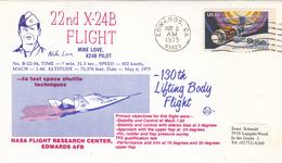 USA 1975  NASA Flight Research Center 22nd X-24B  Flight  Commemorative Cover - America Del Nord