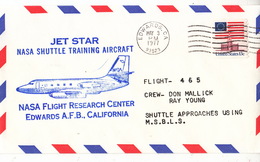 USA 1977  NASA Flight Research Center Jet Star NASA Shuttle Trainning Aircraft  Commemorative Cover - America Del Nord