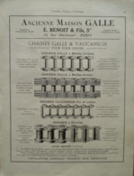 CHAINES Galle & Vaucanson  - Page De 1925 Catalogue Sciences & Tech. (Dims. Standard 22 X 30 Cm) - Andere Geräte