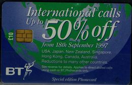 UNITED KINGDOM 1997 PHONECARD BT INTERNATIONAL CALLS UP TO 50% OFF USED VF!! - BT Phonecard Plus