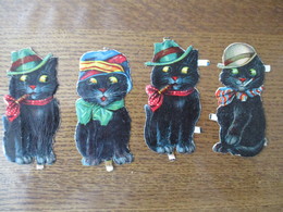 4 CHATS HABILLES  8,5cm/4cm - Dieren