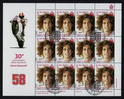 2017 SAN MARINO "30° ANNIVERSARIO NASCITA MARCO SIMONCELLI" MF ANNULLO PRIMO GIORNO - Gebruikt