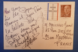 A24 ESPAGNE CARTE 1950 BLANES POUR MONTREUIL RANCE + BINATIONAL  AFRANCHISSEMENT - Storia Postale