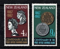 New Zealand 1967 Post Office Savings Bank Centenary Set Of 2 MNH - Ongebruikt