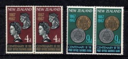 New Zealand 1967 Post Office Savings Bank Centenary Set Of 2 Pairs MNH - Ongebruikt