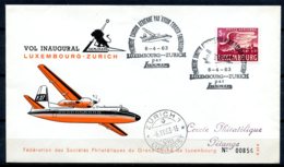 Luxembourg   Y&T  11   ---    Aérophilatélie  --  Vol Inaugural Luxembourg - Zürich Par Luxair  --  06.04.1963 - Lettres & Documents