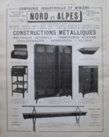 Mobilier Métallique Pour Les Mines - Cie Indudtrielle & Minière - Page Catalogue Technique De 1925 (Dims Env 22 X 30 Cm) - Machines