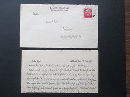 Deutsche Dienstpost Böhmen Und Mähren Budweis + Stempel L2 Absender RAD Abt. K3/390 Budweis Fliegerhorst Mit Inhalt!! - Covers & Documents