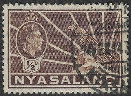 Nyasaland. 1938-44 KGVI. ½d Brown Used. SG 130a - Nyassaland (1907-1953)