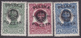 POLAND 1918 Lublin Fi 17-19 Mint Hinged Signed Petriuk - Unused Stamps