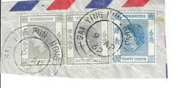 HONG KONG 1954 - 65 C + 40 C.  -  3 VALORI SU FRAMMENTO - Used Stamps