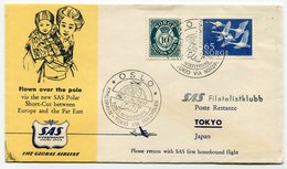 RC 15707 NORVEGE 1957 OSLO - TOKYO JAPAN JAPON VIA THE NORTH POLE SAS FFC 1er VOL TB - Cartas & Documentos