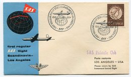 RC 15712 SUEDE 1954 STOCKHOLM - LOS ANGELES VIA GREENLAND SAS FFC 1er VOL TB - Lettres & Documents