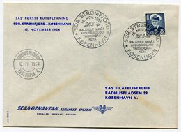 RC 15714 GROENLAND 1954 STOMFJORD - KOBENHAVN -  GREENLAND SAS FFC 1er VOL TB - Poststempel