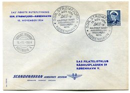 RC 15715 GROENLAND 1954 STOMFJORD - KOBENHAVN -  GREENLAND SAS FFC 1er VOL TB - Marcofilie
