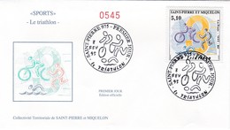 FDC PREMIER JOUR  Saint-Pierre Et Miquelon 1995 Triathlon 610 - FDC